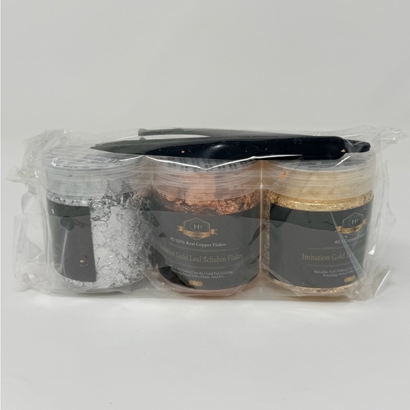 Gold Foil Flakes Set For Nail Art Jewelry Makeup Metallic Silver Cooper Crafts - Picture 3 of 17